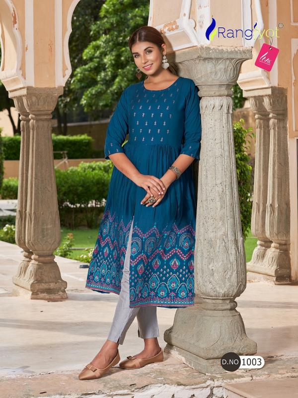 Rangjyot Mihira Fancy Wear Rayon Designer Kurti Collection